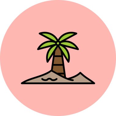 Tropik plaj ikonu. Basit web simgesi tasarımı. Vaha. 