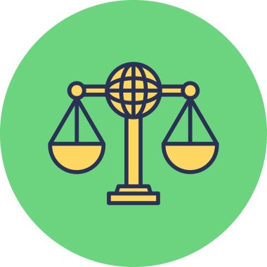 Uluslararası Hukuk. Web simgesi vektör illüstrasyonu 