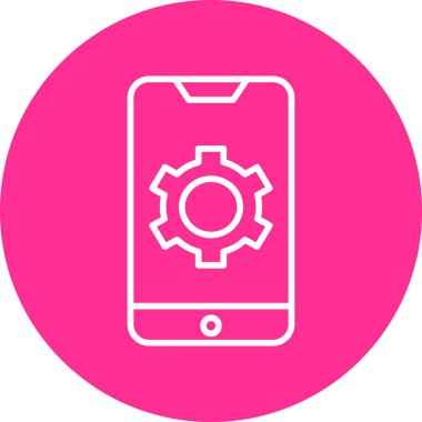 Ekranda dişli tekerleği olan mobil ayarlar, akıllı telefon aygıtının dijital illüstrasyonu 