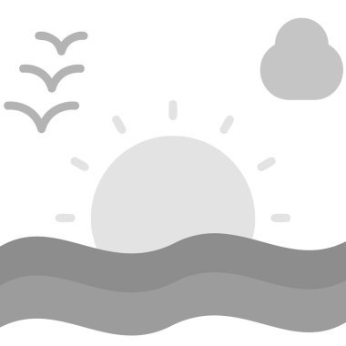 Günbatımı simgesi, vektör illüstrasyonu