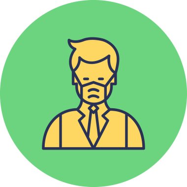 Food Safety Manager, man with face mask, logo, simple icon for web page 