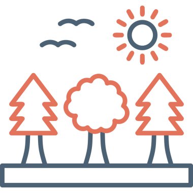 Orman Ağı ikon vektör illüstrasyonundaki ağaçlar