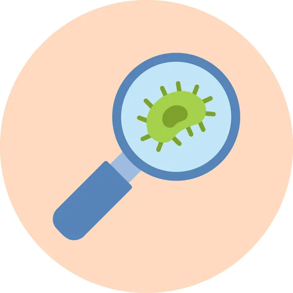 Magnifying Glass Bacteria Flat Icon Research Concept — Stock Vector