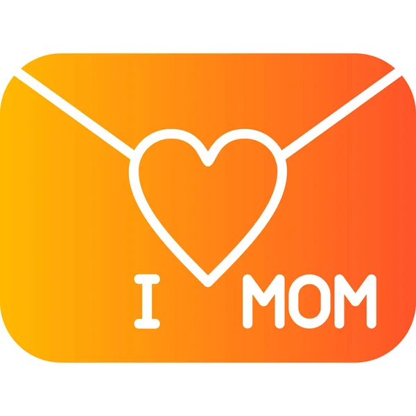 Love Mom Greeting Card Amplop Ikon Web Ilustrasi Sederhana - Stok Vektor