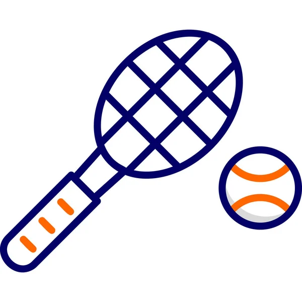 Raquette Tennis Badminton Volant Ballon Plat Icône Vectorielle — Image vectorielle