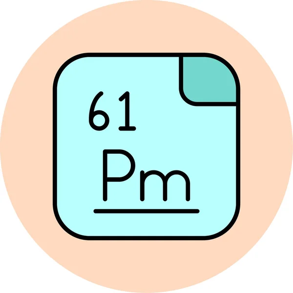 Icono Simple Promethium Ilustración Mendeleev Tabla Periódica Elementos — Vector de stock