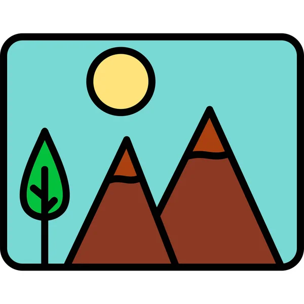 Ilustración Vectorial Hermoso Icono Paisaje — Vector de stock