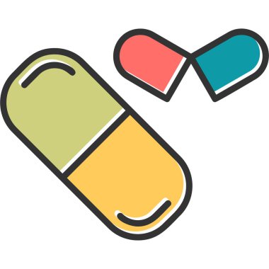 Kapsül hapları. Web simgesi basit illüstrasyon