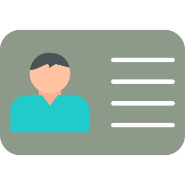 Kimlik kartı simgesi, vektör illüstrasyonu basit tasarım