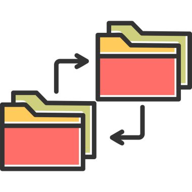 Veri paylaşımı ve Veri Kopyalama web simgesi, vektör illüstrasyonu içeren dizin 