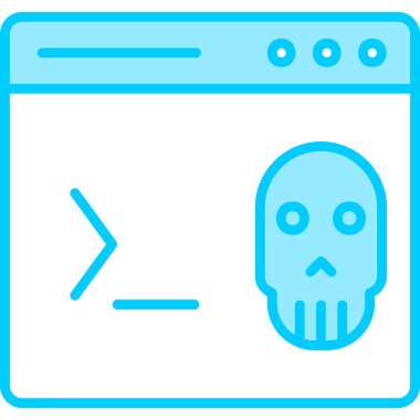 Kafatası simgesi, vektör illüstrasyonlu kodlama terminali