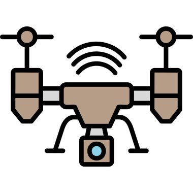 Drone simgesi, vektör illüstrasyonu basit tasarım