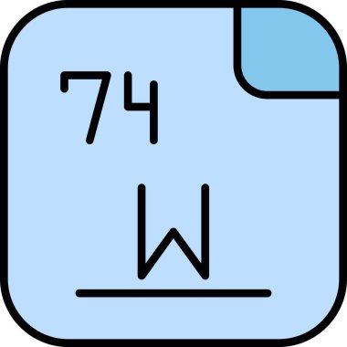 74 Tungsten Kimyasal element, Mendeleev Periyodik Tablo simgesi 