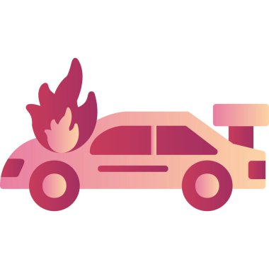 Yanan araba modern ikon, vektör illüstrasyonu