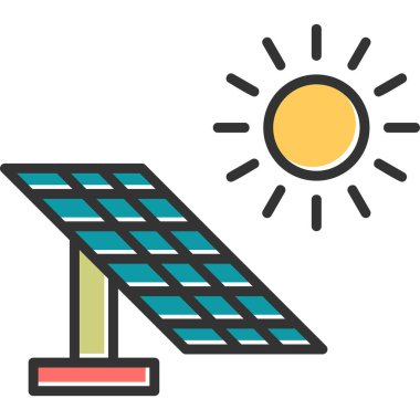 Güneş enerjisi ikon vektör illüstrasyonu