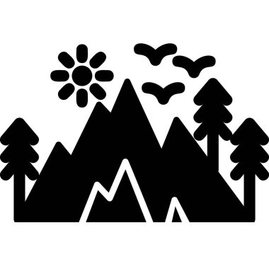 Dağ. Web simgesi vektör illüstrasyonu