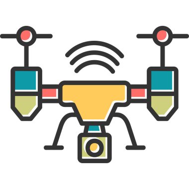 Drone simgesi, vektör illüstrasyonu basit tasarım