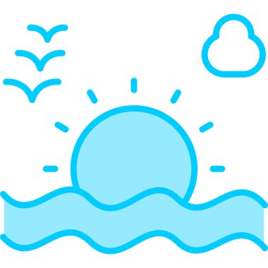 Günbatımı simgesi, vektör illüstrasyonu