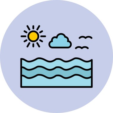 Deniz. Web simgesi basit illüstrasyon