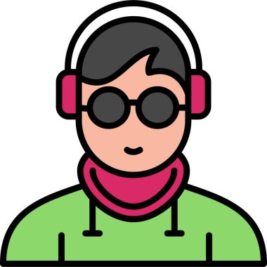 woman with headset. simple design