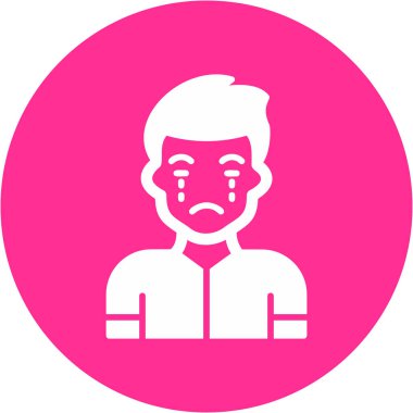 Adam gözyaşları içinde, acı içinde acı çekiyor, üzgün yüz çizimi yapıyor. 