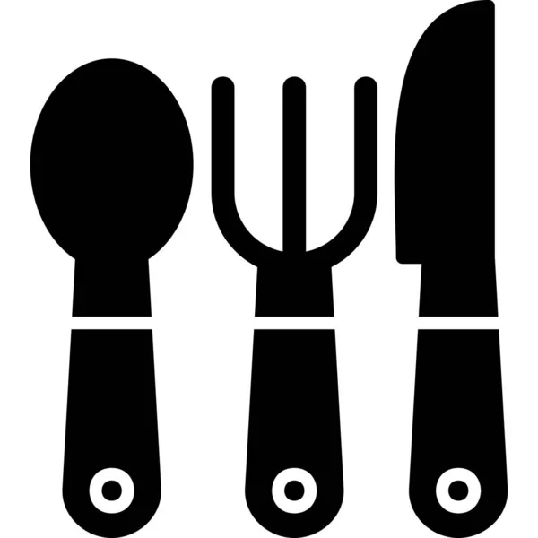 Ustensiles Cuisine Couverts Web Icônes Simples — Image vectorielle