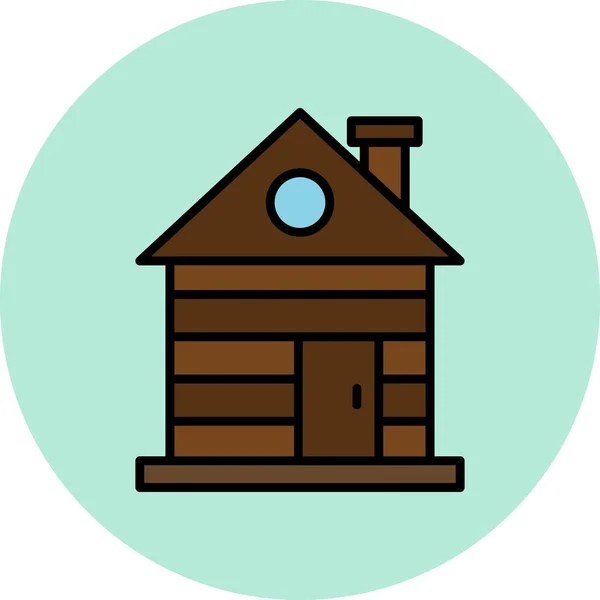 Cabine Madeira Ilustração Gráfica Cottage — Vetor de Stock