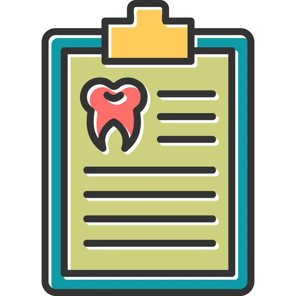 歯医者の医療報告書のグラフィックイラスト 歯で空白の紙 — ストックベクタ