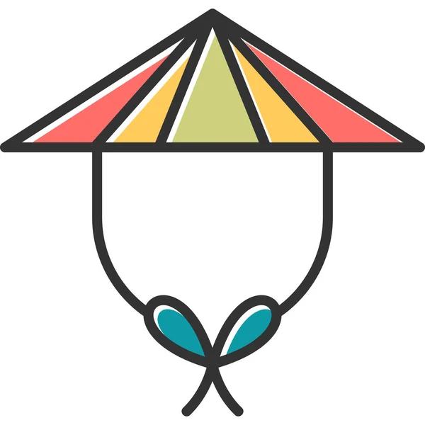 Chapeau Chinois Icône Web Illustration Simple — Image vectorielle