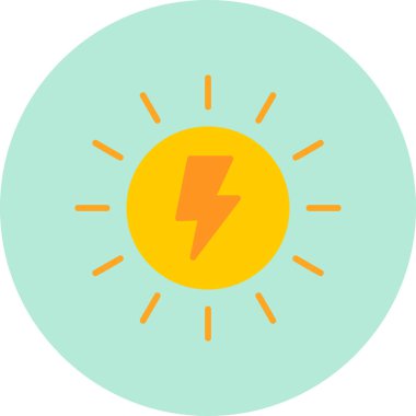 Güneş enerjisi vektör satırı simgesi