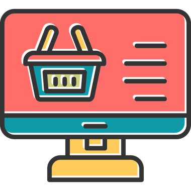 Alışveriş çevrimiçi web simgesi basit illüstrasyon