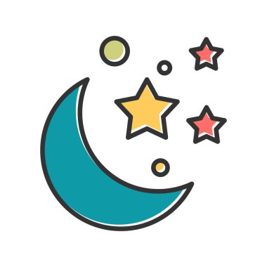 art illustration of Moon And Stars, Night time