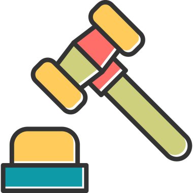 Çekiç simgesi. Web tasarımı için hukuk mahkemesi vektör simgelerinin basit çizimi