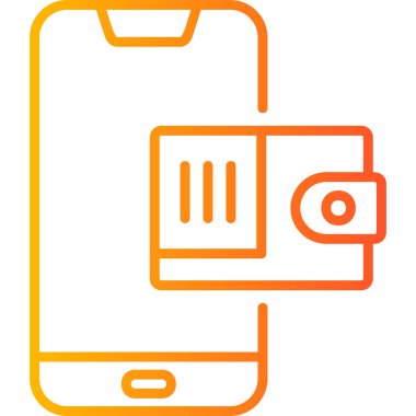 Cep telefonu cüzdanı. Web simgesi basit illüstrasyon