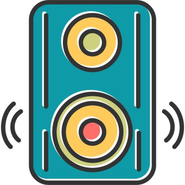 Müziği. Web simgesi basit bir illüstrasyon. Konuşmacı 