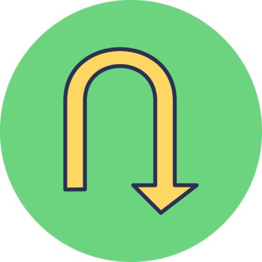 U Dönüş simgesi vektör illüstrasyonu