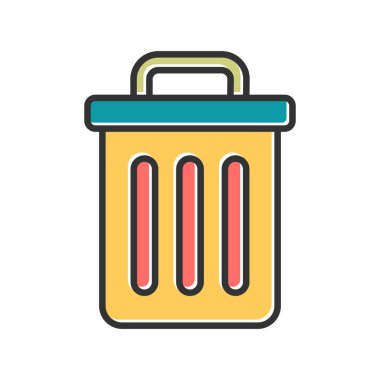 Çöp kutusu simgesi vektörü. İnce çizgi işareti. izole edilmiş sınır sembolü çizimi