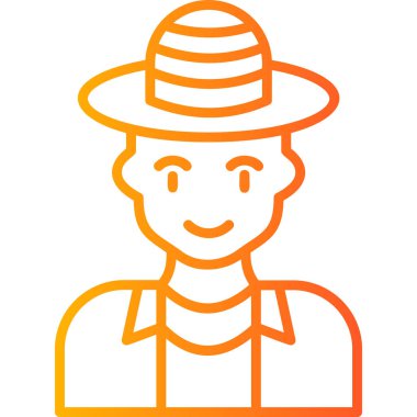 Şapka simgesi olan çiftçi, vektör illüstrasyonu