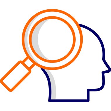 İnsan yüzü. Basit tasarım. Büyütme cam vektör simgesi. Araştırma. 