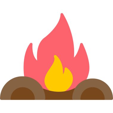 Kamp ateşi. Web simgesi basit illüstrasyon