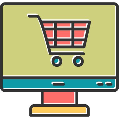 Alışveriş arabası. Çevrimiçi Depolama vektör çizimi