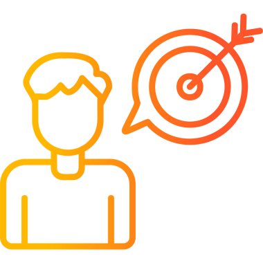 Hedef simgesi olan kişi avatarı, vektör illüstrasyonu 