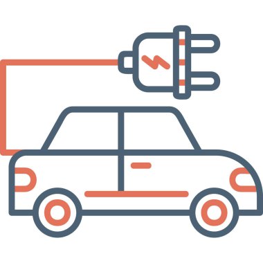 Electric Car modern simgesi, vektör illüstrasyonu