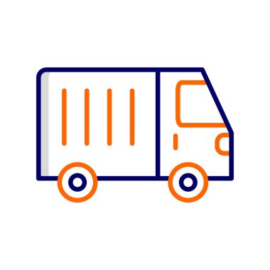 Teslimat kamyonu ikon vektörü. İnce çizgi işareti. izole edilmiş sınır sembolü çizimi