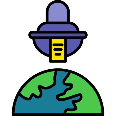 Space Ship On Earth. web flat icon