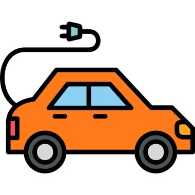 Electric Car modern simgesi, vektör illüstrasyonu