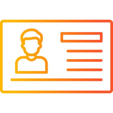 Kimlik kartı vektör simgesi. iki renkli düz sembol, turuncu ve gri renkler, yuvarlak açılar, beyaz