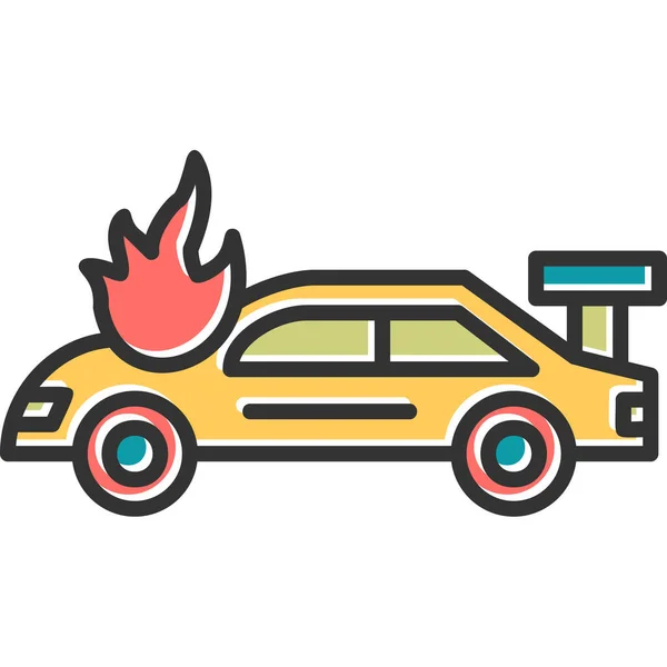 Автомобиль Пожаре Современная Икона Векторная Иллюстрация — стоковый вектор