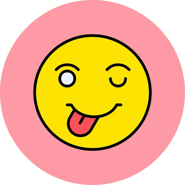 Sourire Emoji Avec Langue Lécher Bouche — Image vectorielle