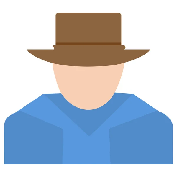 Человек Шляпе Простая Иллюстрация — стоковый вектор